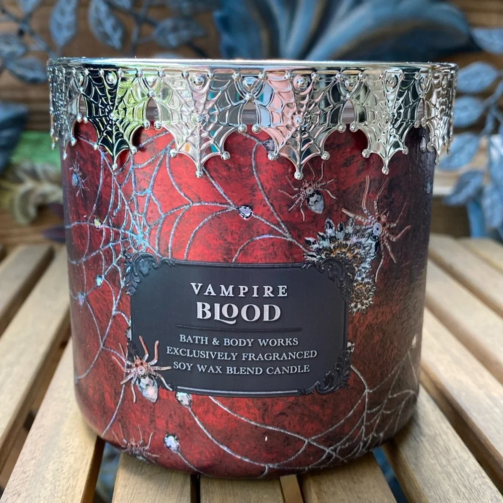 Bath & Body Works Vampire Blood 3 Wick Candle With Decorative Skull Lid